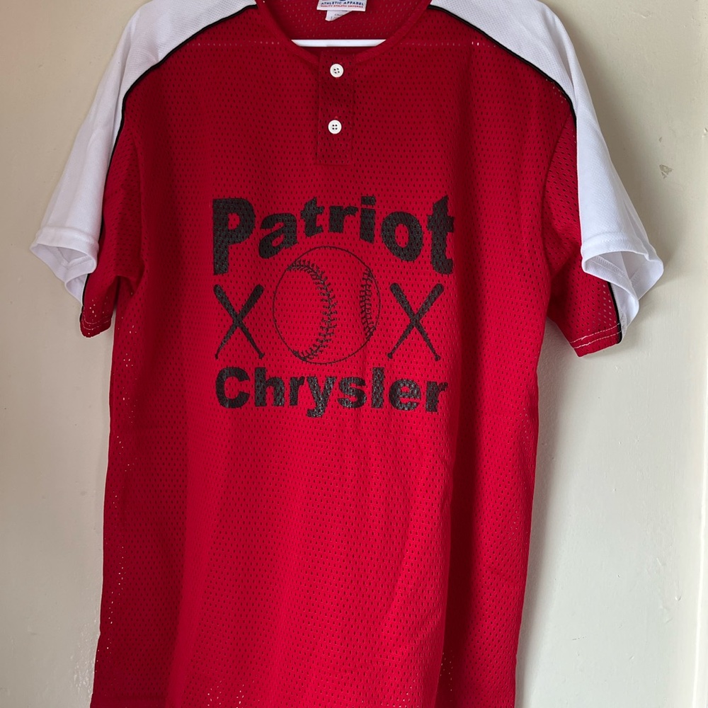 vintage 90s made in usa patriot chrysler car promo baseball mesh jersey lg